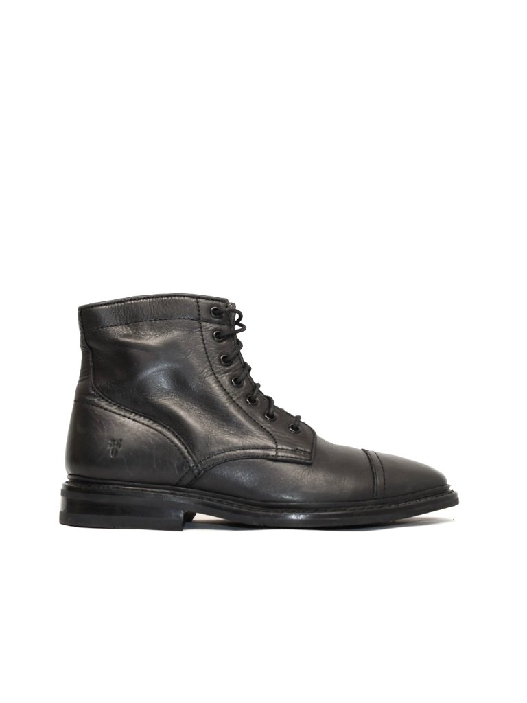 New! Frye Men's Paul Leather Cap Toe Lace Up Boots Black Sz 8.5 D Fr41942 Dd534